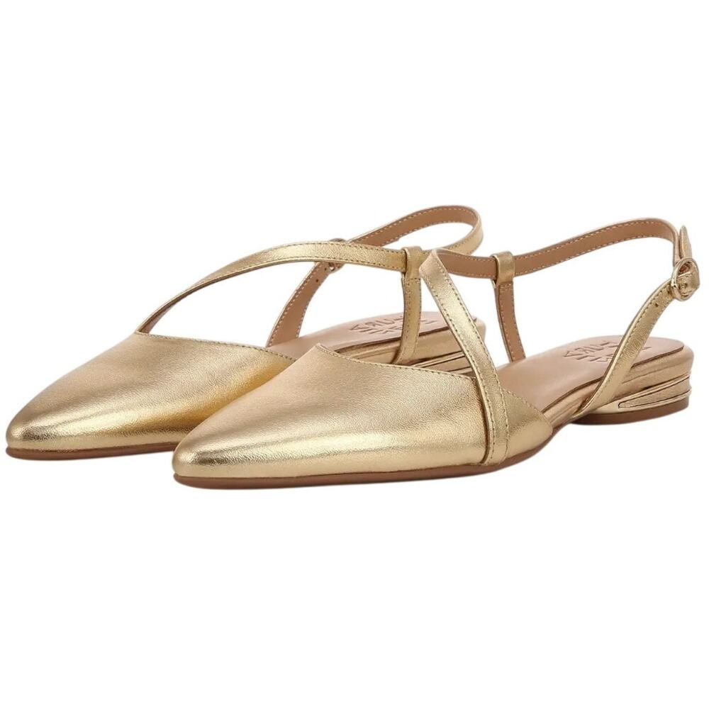 Naturalizer Womens Hawaii Slingback Flats Size 5.5 M EU 35.5 Gold Leather NIB
